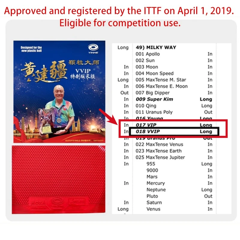 YINHE VVIP Maste Long Pips 탁구  - Table Tennis Association 리뷰 및 가격
